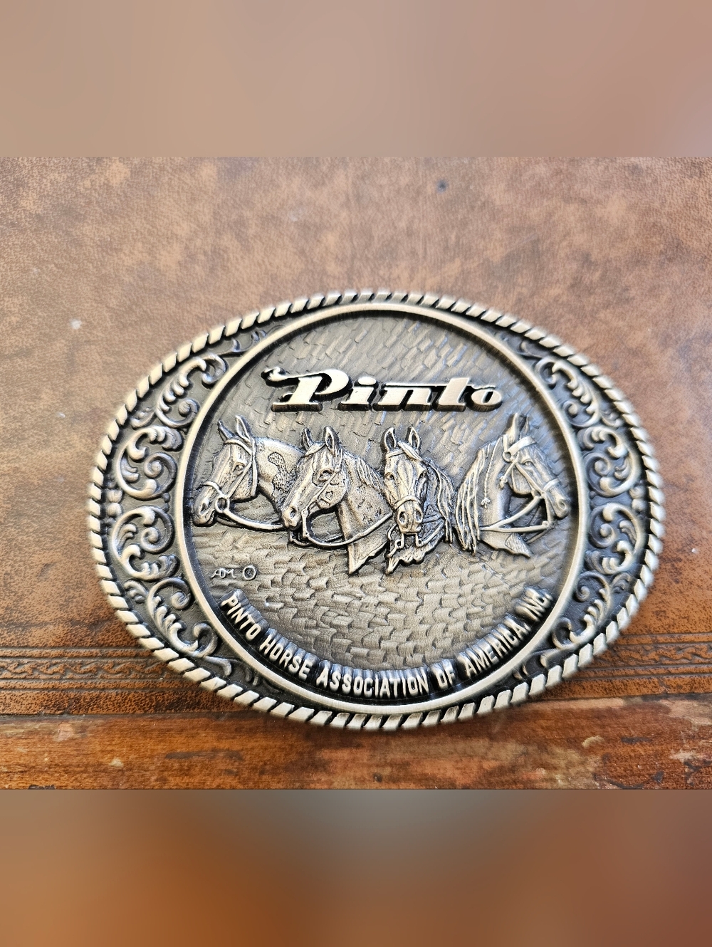 Brass Pinto Horse Association Buckle